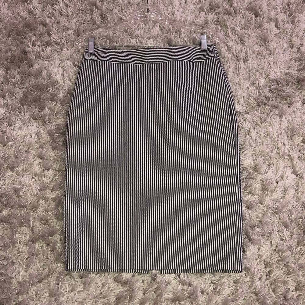 Blue and white striped skirt